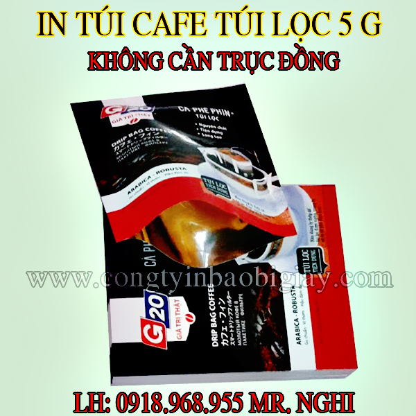 In túi đựng cafe túi lọc 5 gram G20| congtyinbaobigiay.com